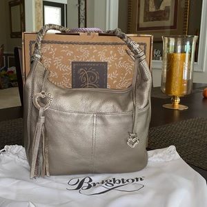 Brighton Barbados Ziptop Hobo Purse Handbag - Zinc Pearl - EUC - STYLE H204AZ